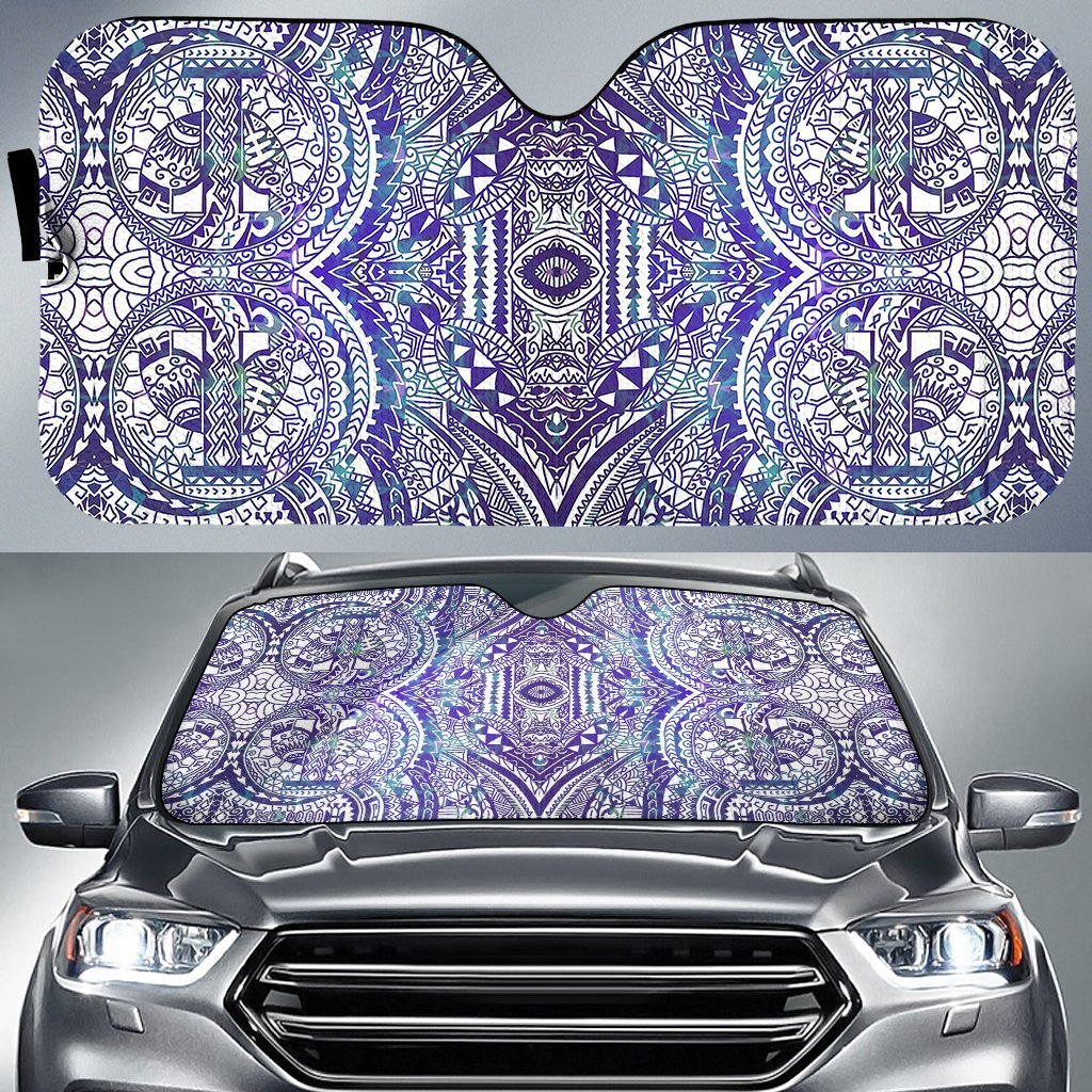 Polynesian Symmetry Car Sun Shade Auto Sun Shade Universal Fit White - Polynesian Pride