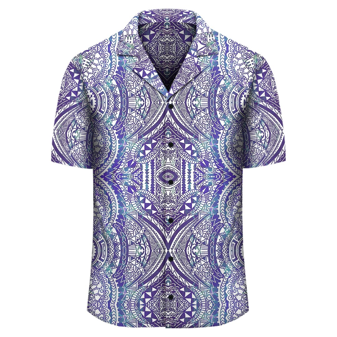 Polynesian Symmetry Gardient Violet Hawaiian Shirt - Polynesian Pride