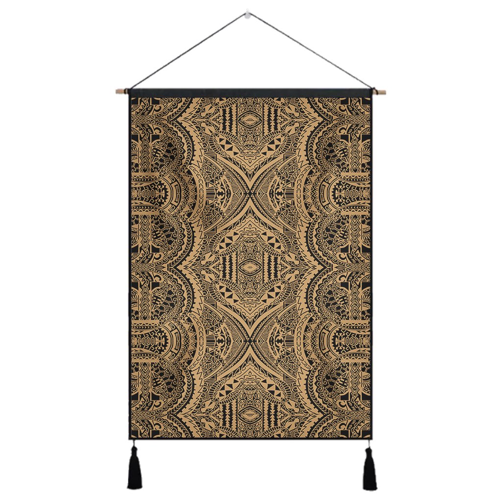 Polynesian Symmetry Gold Hanging Poster - AH Hanging Poster 43 x 65 cm Cotton And Linen - Polynesian Pride