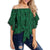 Polynesian Symmetry Green Hawaii Women's Off Shoulder Wrap Waist Top Green Female - Polynesian Pride