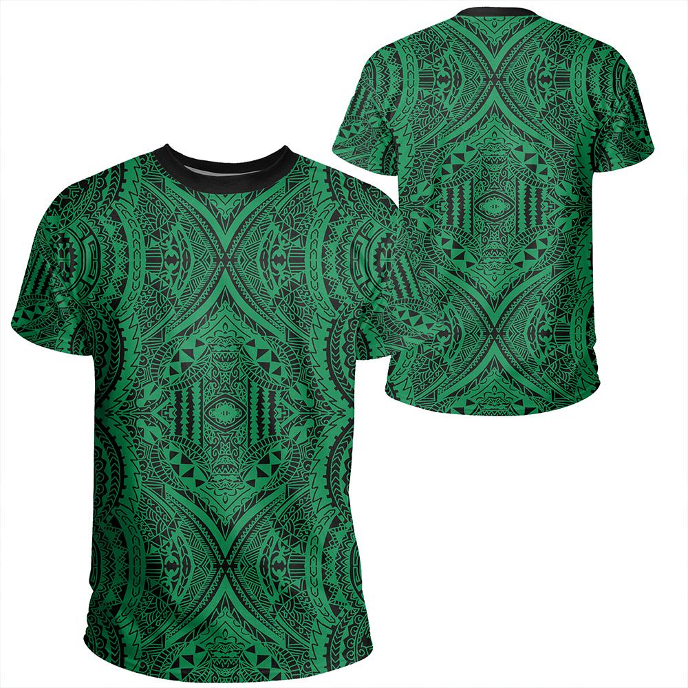 Polynesian Symmetry Green T Shirt Unisex Polyester - Polynesian Pride