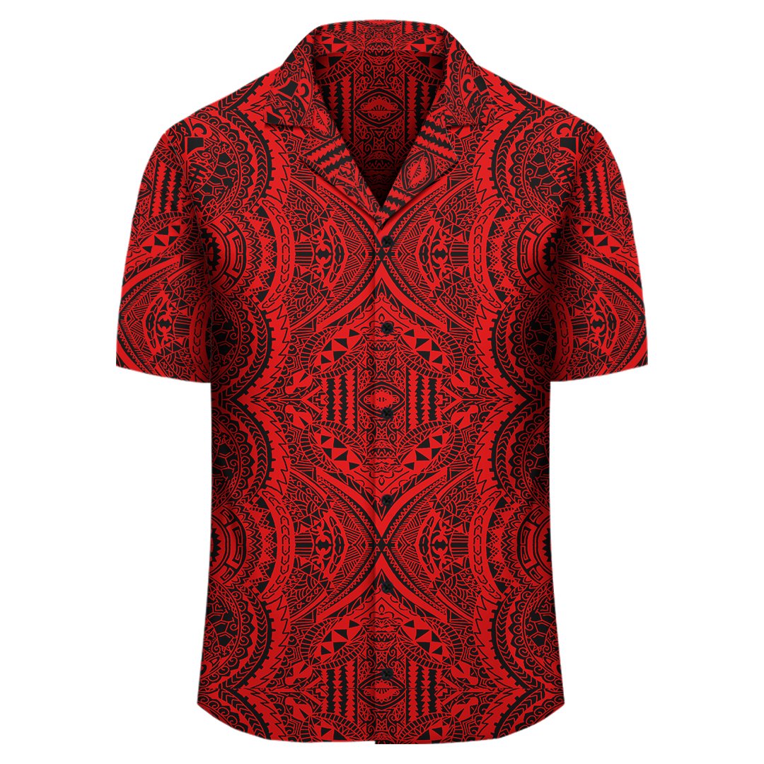 Polynesian Symmetry Red Hawaiian Shirt - Polynesian Pride