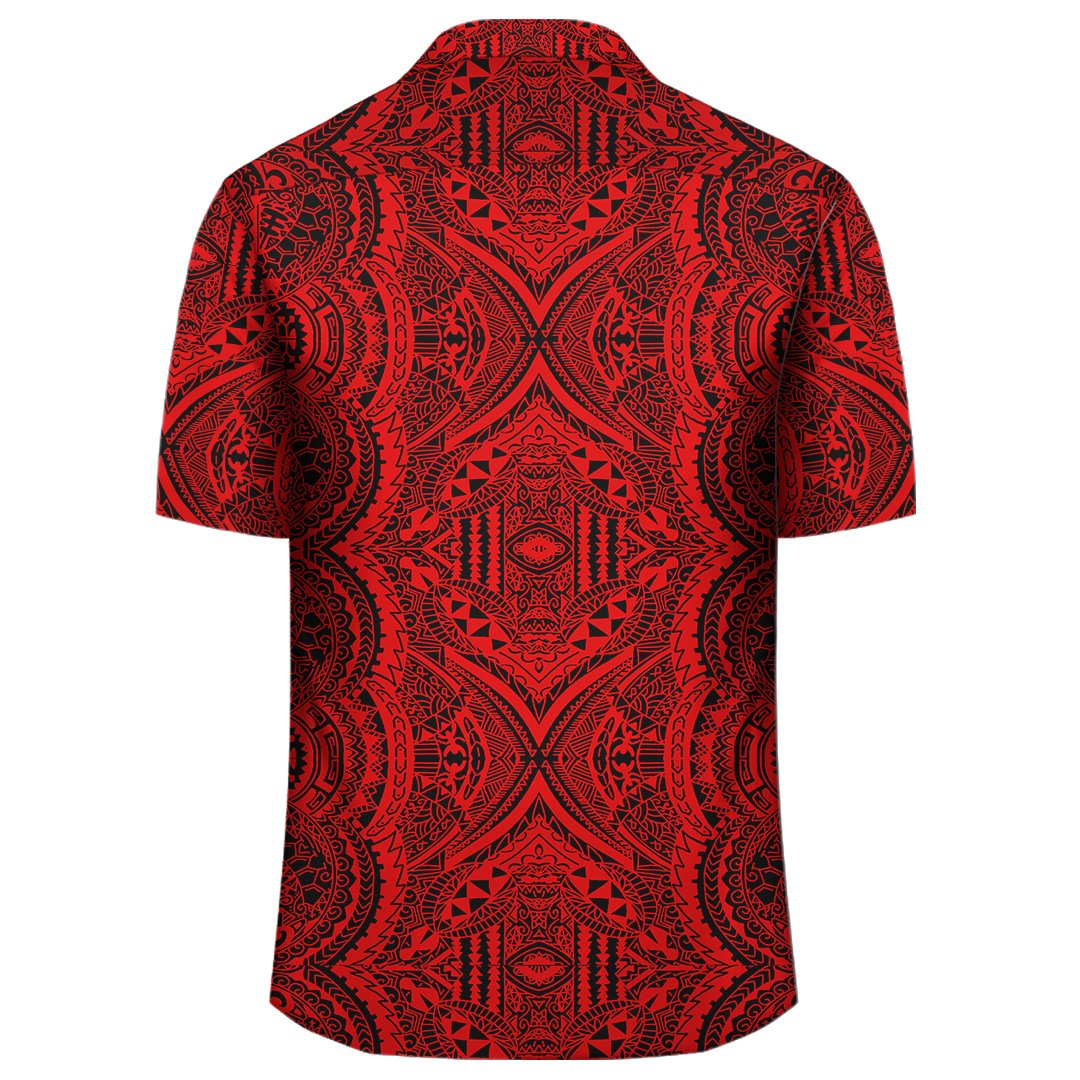 Polynesian Symmetry Red Hawaiian Shirt - Polynesian Pride
