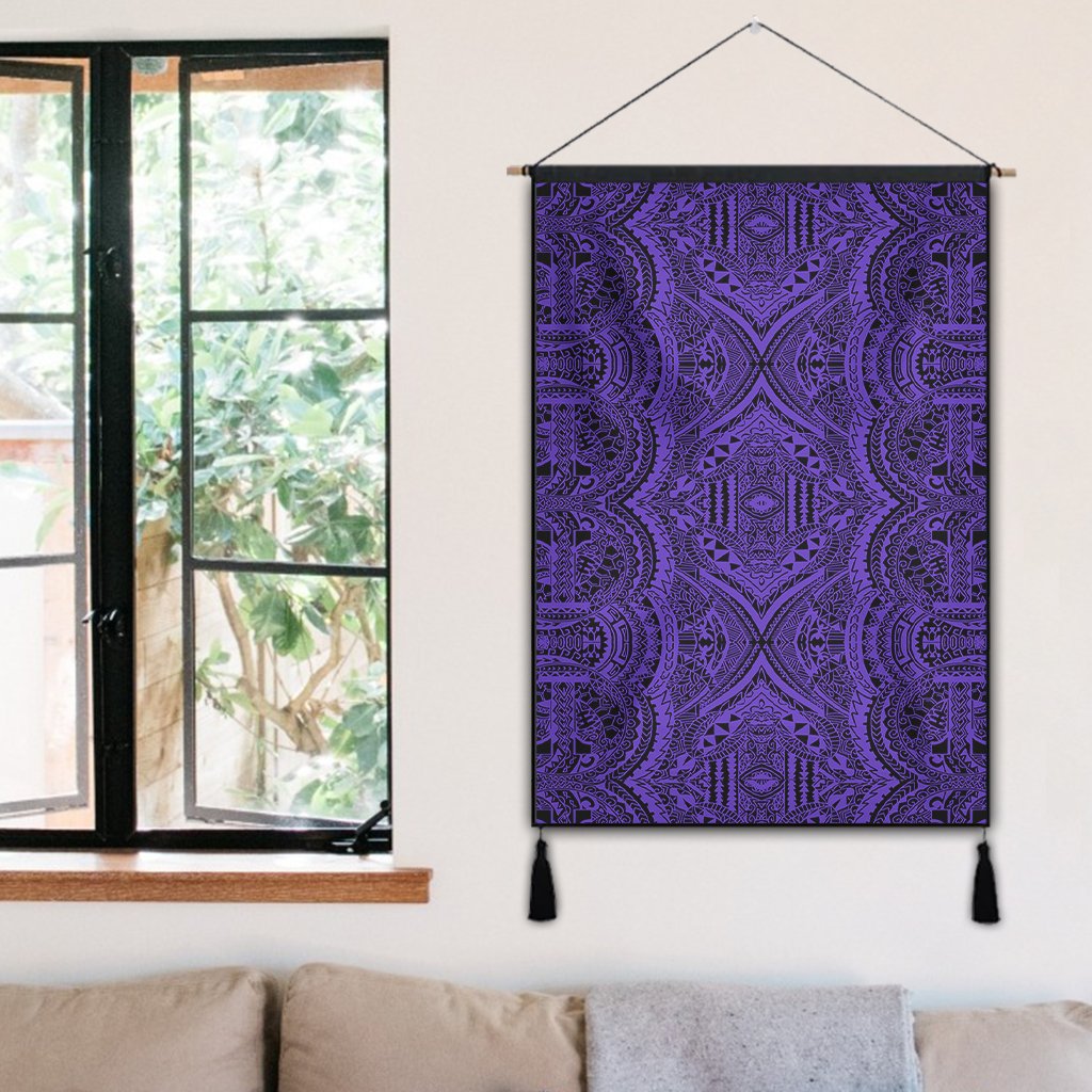 Polynesian Symmetry Violet Hanging Poster - AH Hanging Poster 50 x 75 cm Cotton And Linen - Polynesian Pride