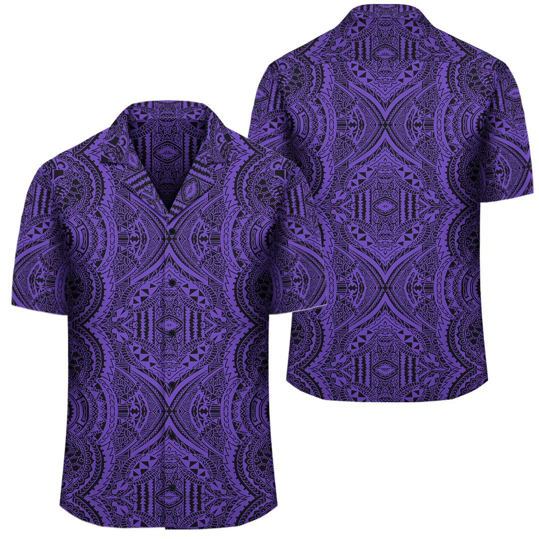 Polynesian Symmetry Violet Hawaiian Shirt Unisex Black - Polynesian Pride