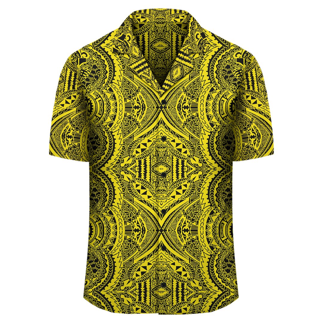 Polynesian Symmetry Yellow Hawaiian Shirt - Polynesian Pride