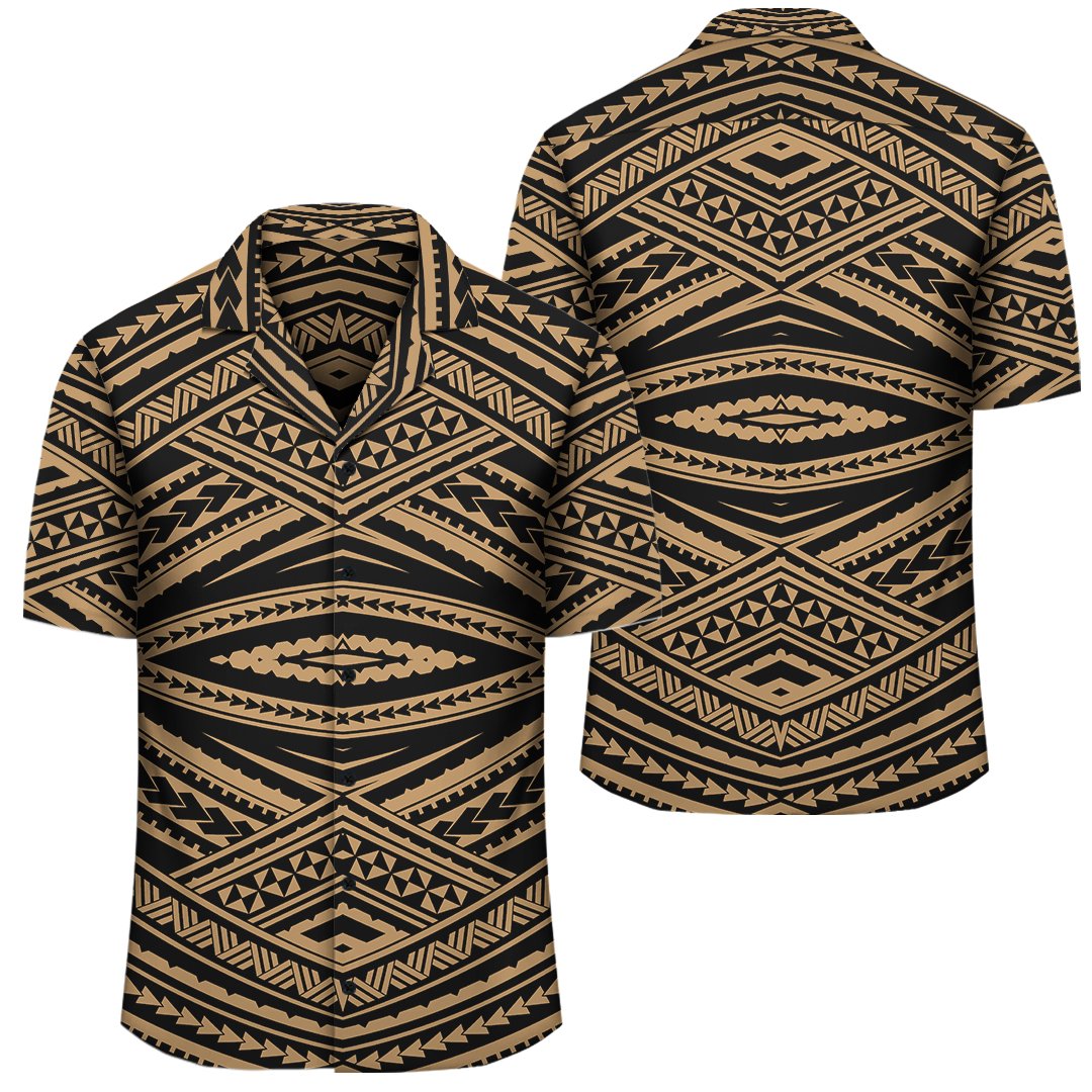 Polynesian Tatau Gold Hawaiian Shirt Unisex Black - Polynesian Pride