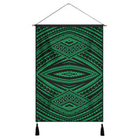 Polynesian Tatau Green Hanging Poster - AH Hanging Poster 43 x 65 cm Cotton And Linen - Polynesian Pride