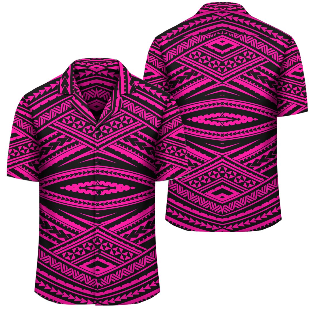 Polynesian Tatau Pink Hawaiian Shirt Unisex Black - Polynesian Pride