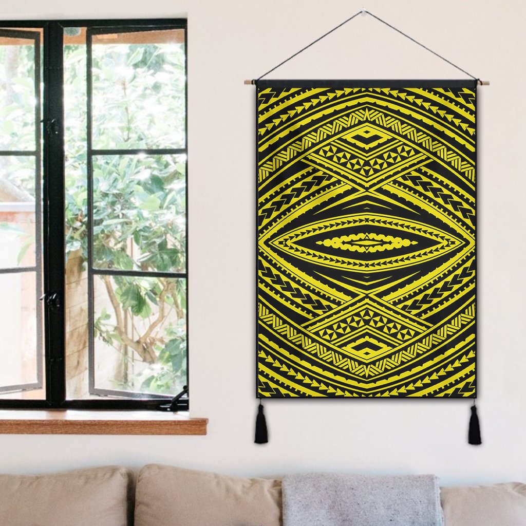 Polynesian Tatau Yellow Hanging Poster - AH Hanging Poster 50 x 75 cm Cotton And Linen - Polynesian Pride