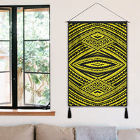 Polynesian Tatau Yellow Hanging Poster - AH Hanging Poster 50 x 75 cm Cotton And Linen - Polynesian Pride