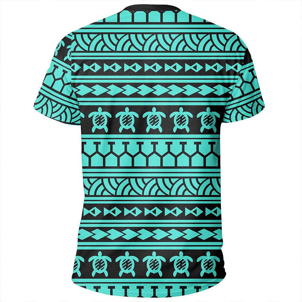 Polynesian Tattoo Tribal Turquoise T Shirt - Polynesian Pride