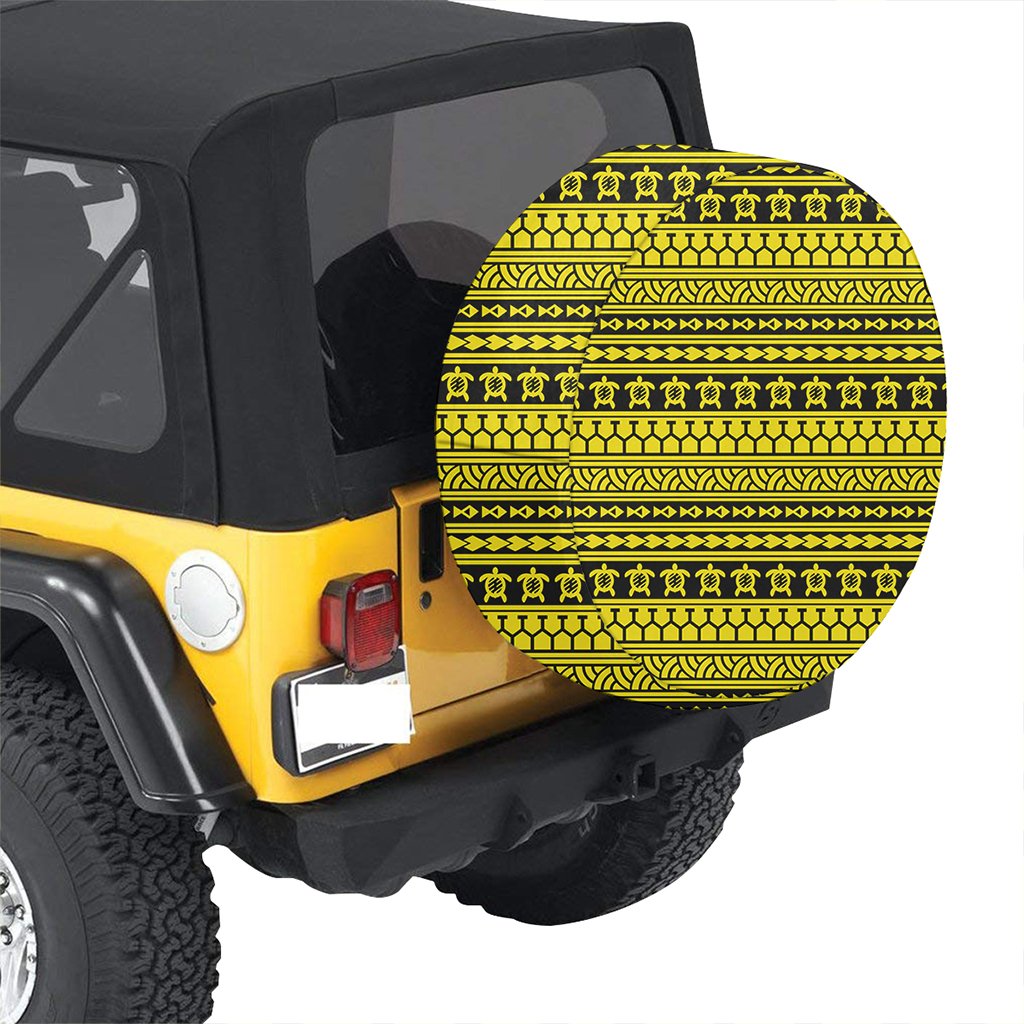 Polynesian Tattoo Tribal Yellow Hawaii Spare Tire Cover - Polynesian Pride