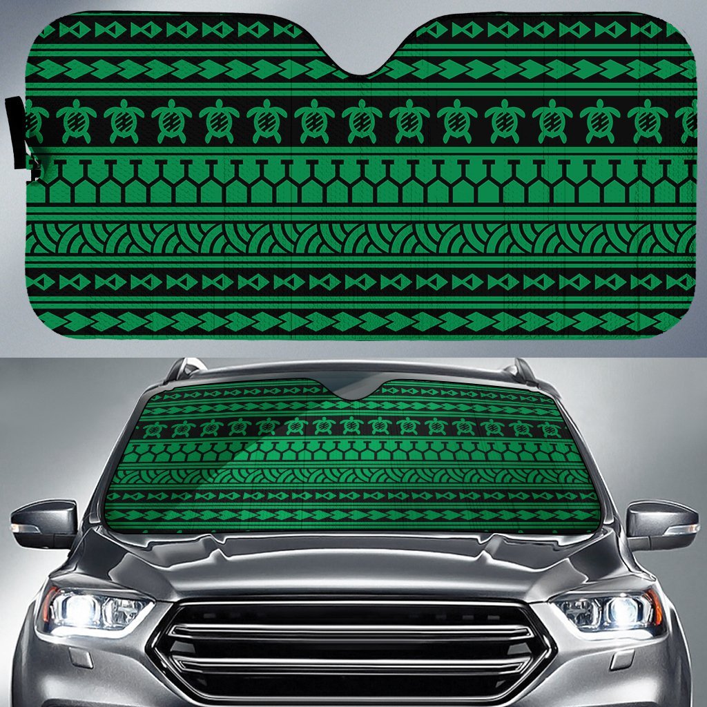 Polynesian Tattoo Tribal Car Sun Shade Auto Sun Shade Universal Fit Green - Polynesian Pride
