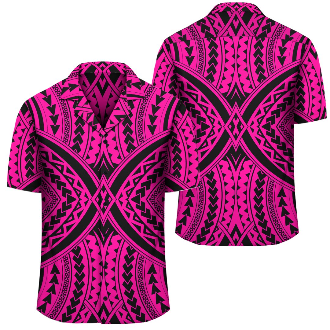 Polynesian Tradition Pink Hawaiian Shirt Unisex Black - Polynesian Pride