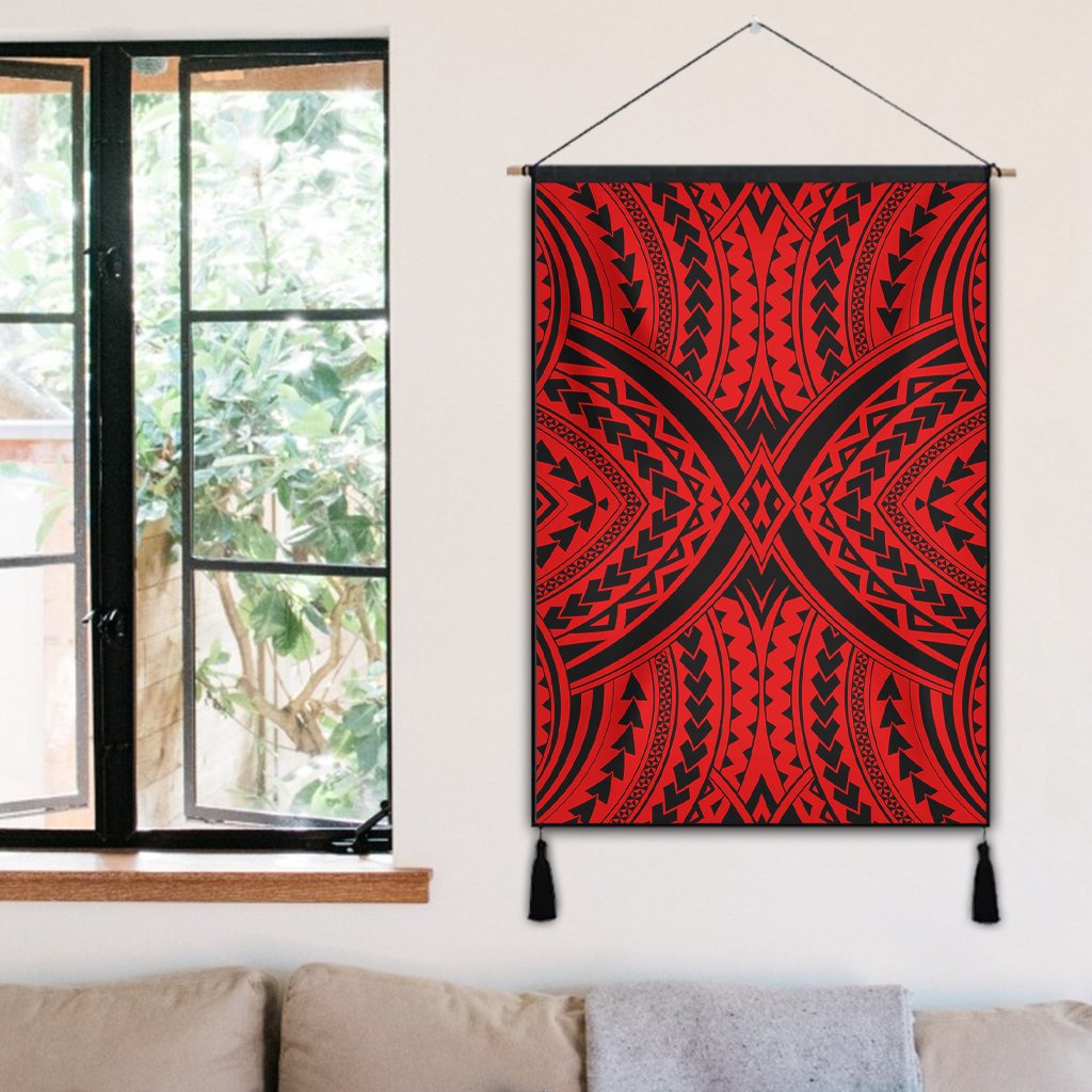 Polynesian Tradition Red Hanging Poster - AH Hanging Poster 50 x 75 cm Cotton And Linen - Polynesian Pride