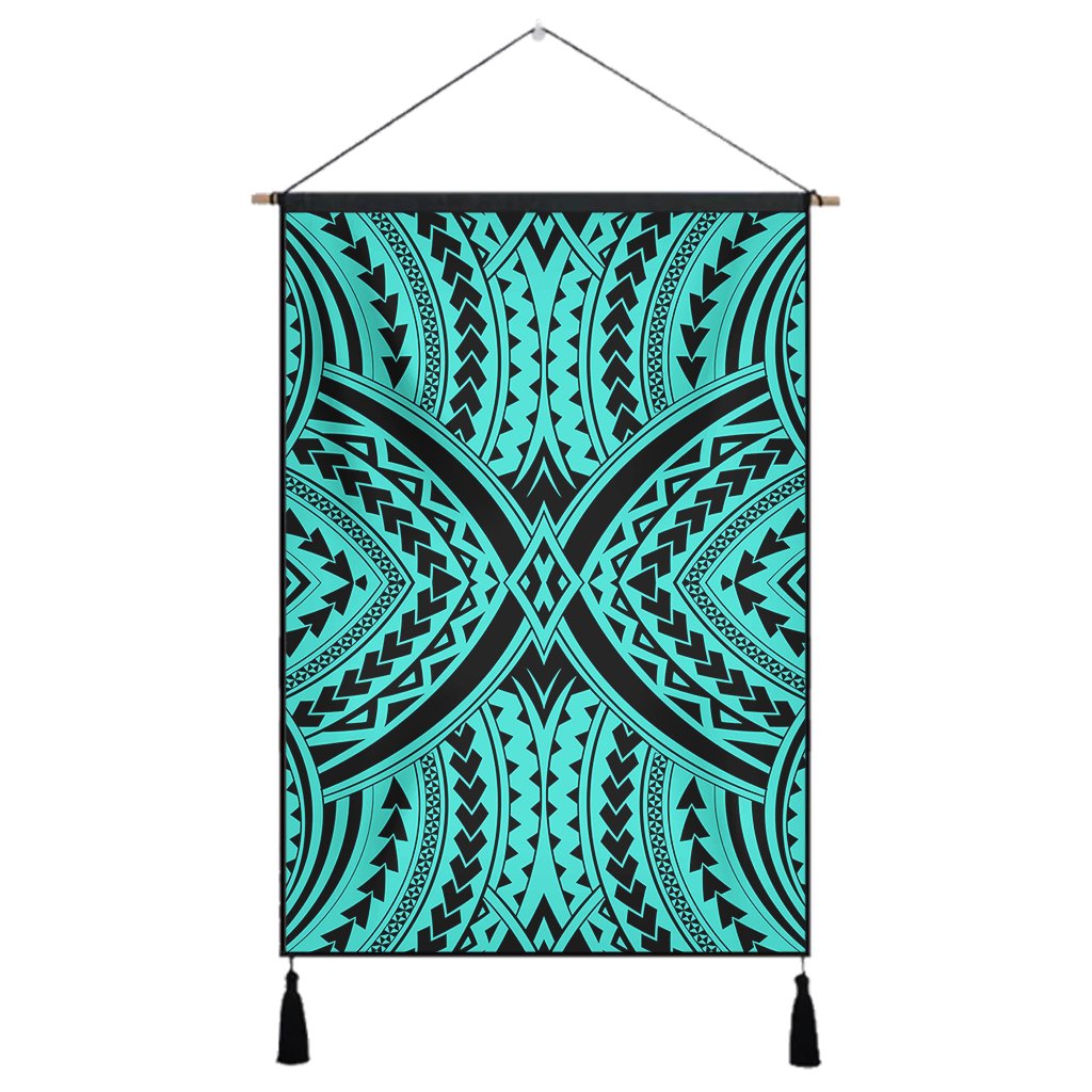 Polynesian Tradition Turquoise Hanging Poster - AH Hanging Poster 43 x 65 cm Cotton And Linen - Polynesian Pride