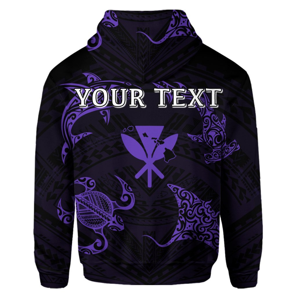 Custom Polynesian Turtle Hammerhead Shark Ray Kanaka Hawaii Hoodie Circle Purple - Polynesian Pride