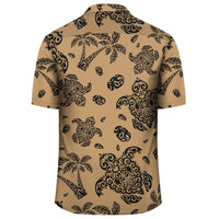 Polynesian Turtle Palm And Sea Pebbles Gold Hawaiian Shirt - Polynesian Pride