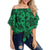 Polynesian Turtle Palm And Sea Pebbles Green Hawaii Women's Off Shoulder Wrap Waist Top Green Female - Polynesian Pride