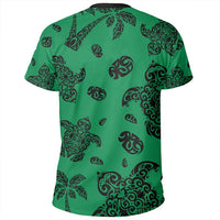 Polynesian Turtle Palm And Sea Pebbles Green T Shirt - Polynesian Pride