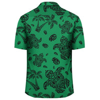Polynesian Turtle Palm And Sea Pebbles Green Hawaiian Shirt - Polynesian Pride