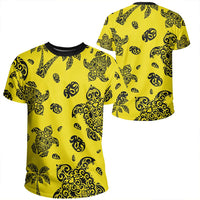 Polynesian Turtle Palm And Sea Pebbles Yellow T Shirt Unisex Polyester - Polynesian Pride