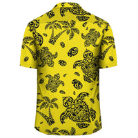 Polynesian Turtle Palm And Sea Pebbles Yellow Hawaiian Shirt - Polynesian Pride