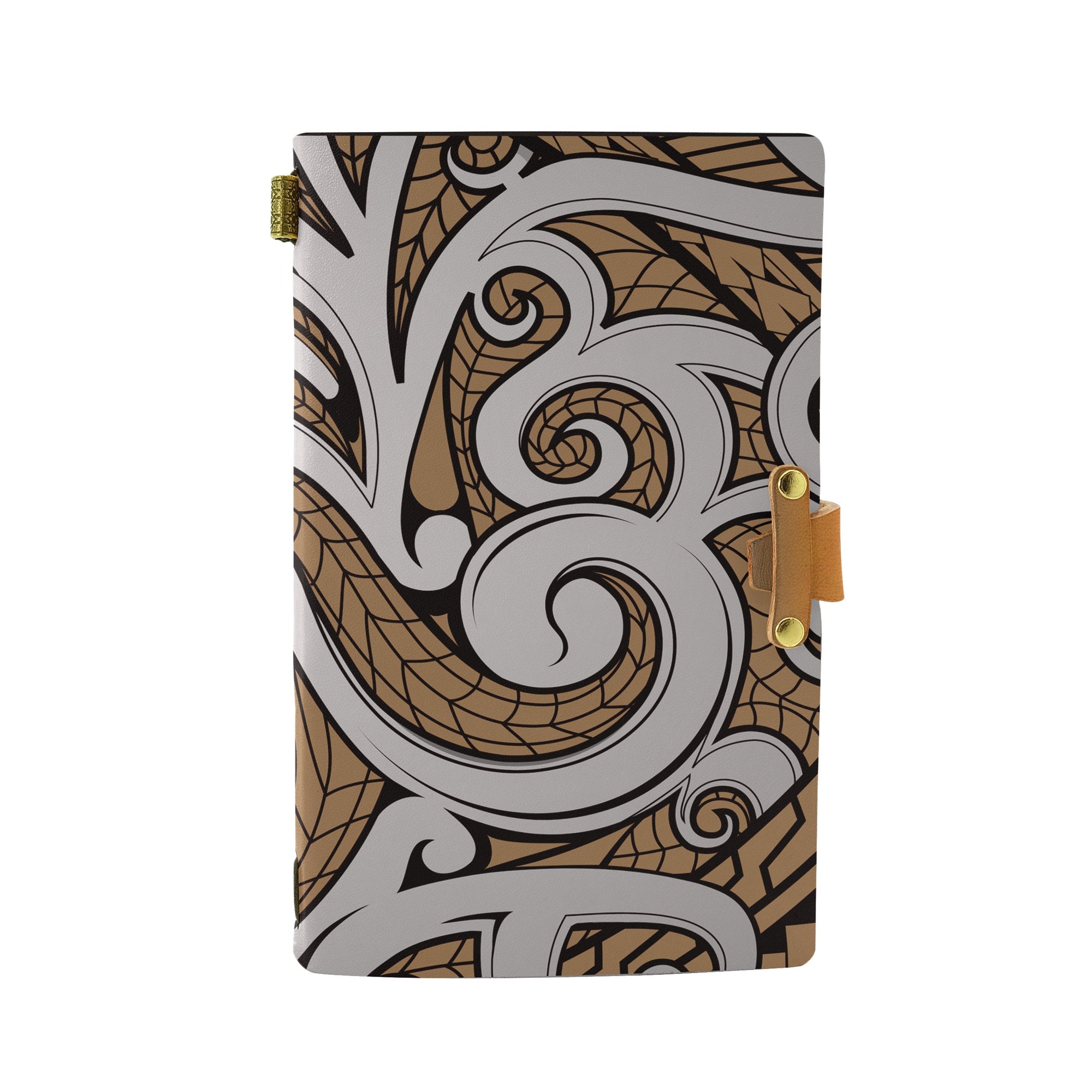 Hawaii Polynesian Maori Ethnic Ornament Gold Leather Notebook Leather Black - Polynesian Pride
