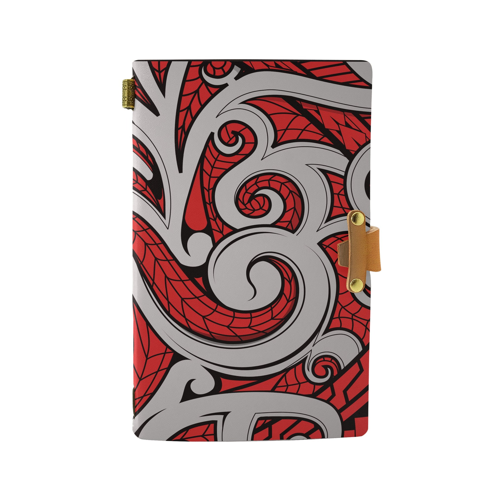 Hawaii Polynesian Maori Ethnic Ornament Red Leather Notebook Leather Black - Polynesian Pride