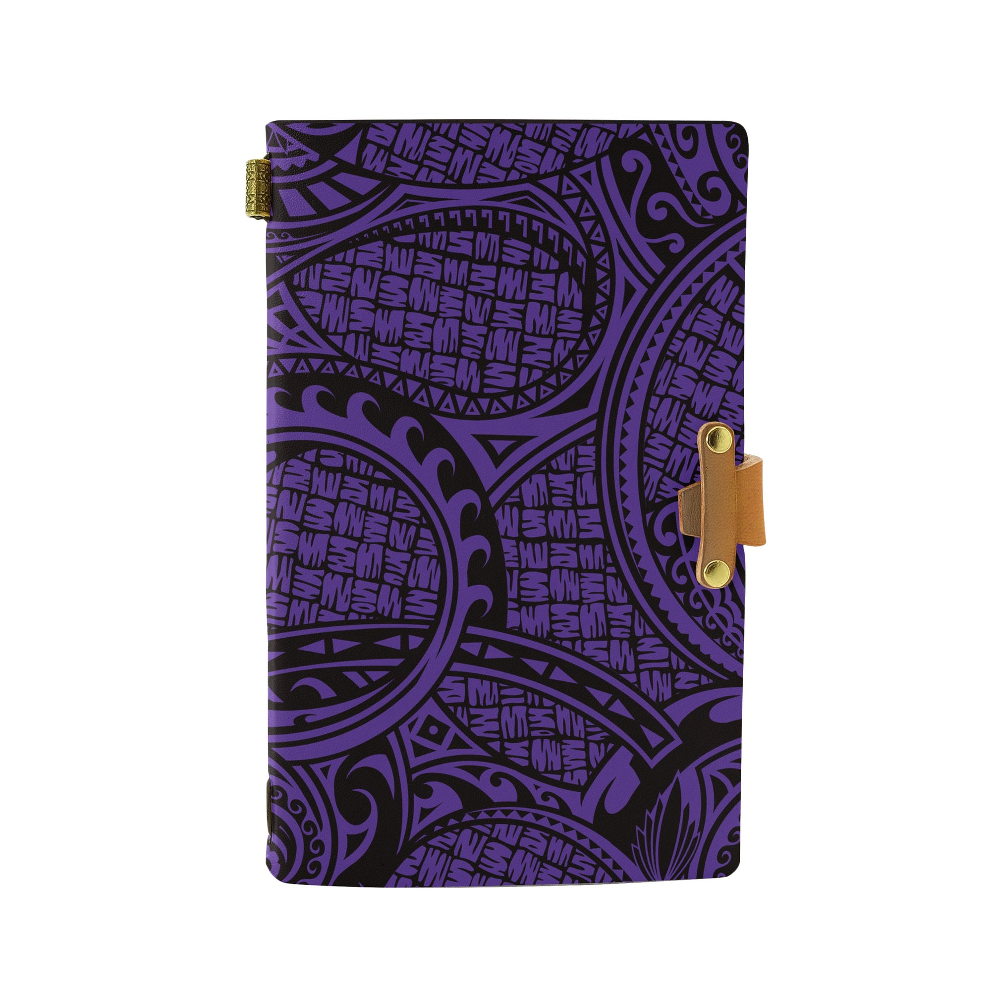 Hawaii Polynesian Maori Lauhala Violet Leather Notebook Leather Black - Polynesian Pride