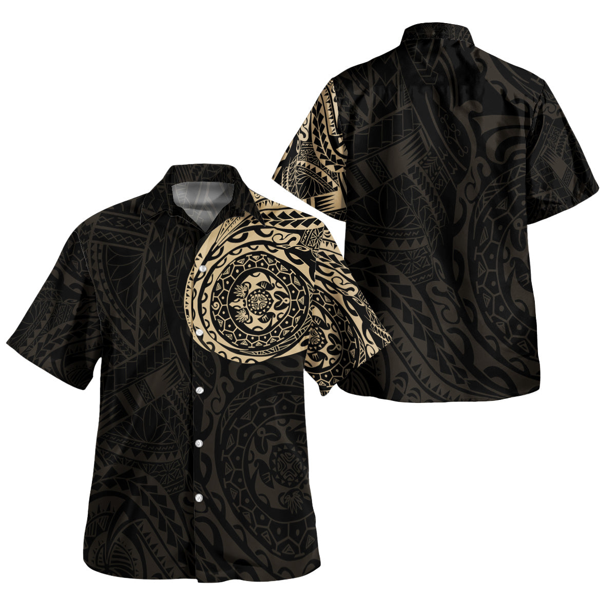 Polynesian Hawaiian Shirt - Polynesian Tattoo Style Version 2 Gold - Polynesian Pride