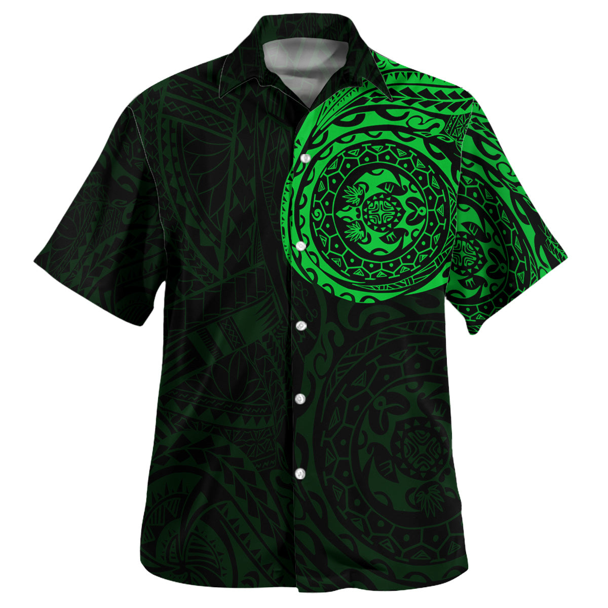 Polynesian Hawaiian Shirt - Polynesian Tattoo Style Version 2 Green Green - Polynesian Pride