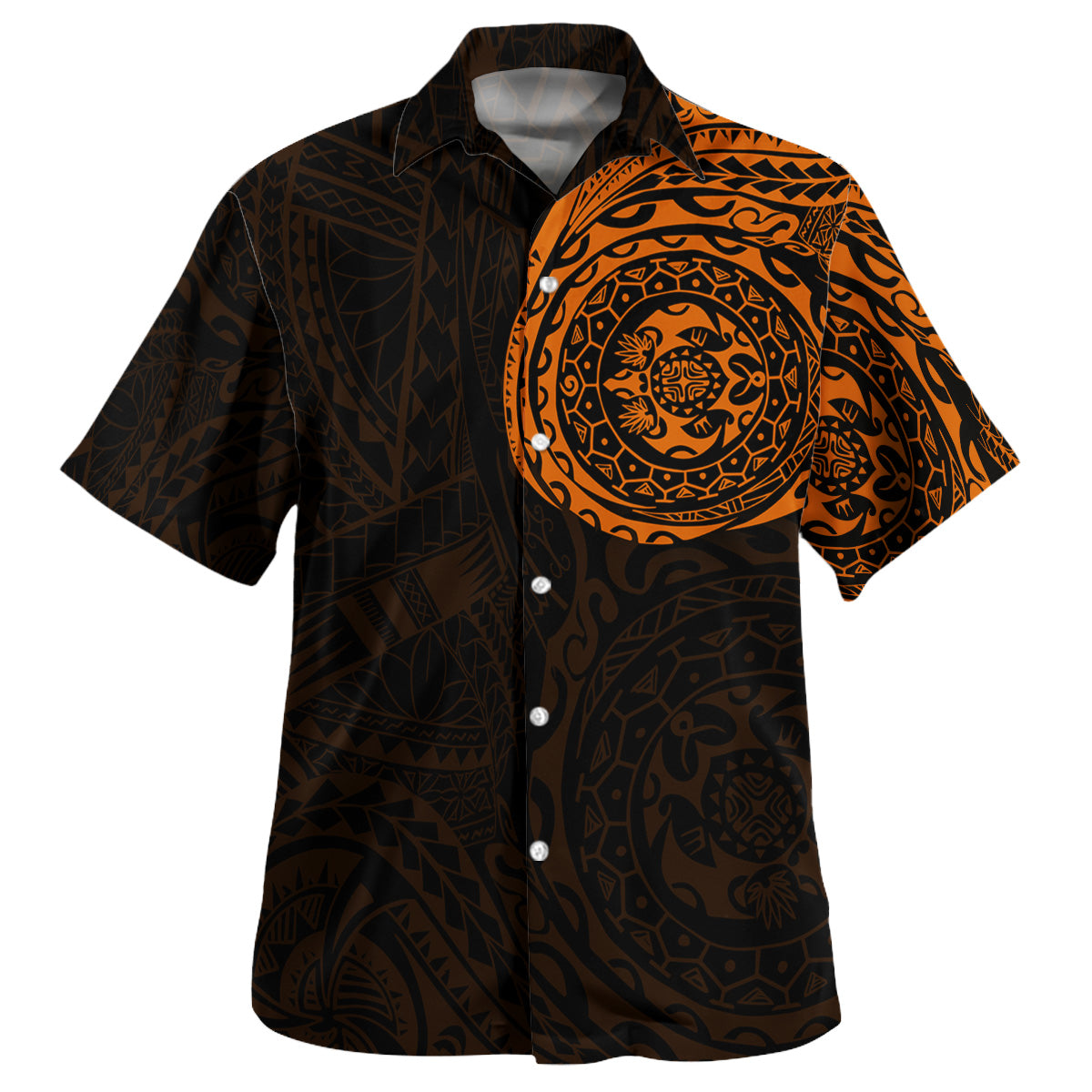 Polynesian Hawaiian Shirt - Polynesian Tattoo Style Version 2 Orange Orange - Polynesian Pride