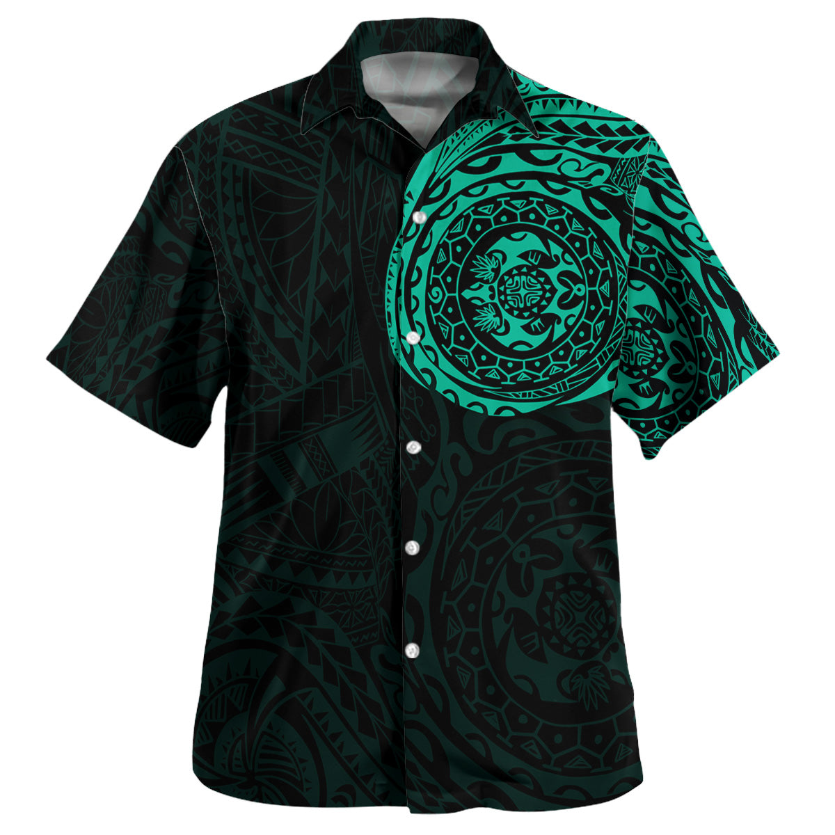 Polynesian Hawaiian Shirt - Polynesian Tattoo Style Version 2 Turquoise Turquoise - Polynesian Pride