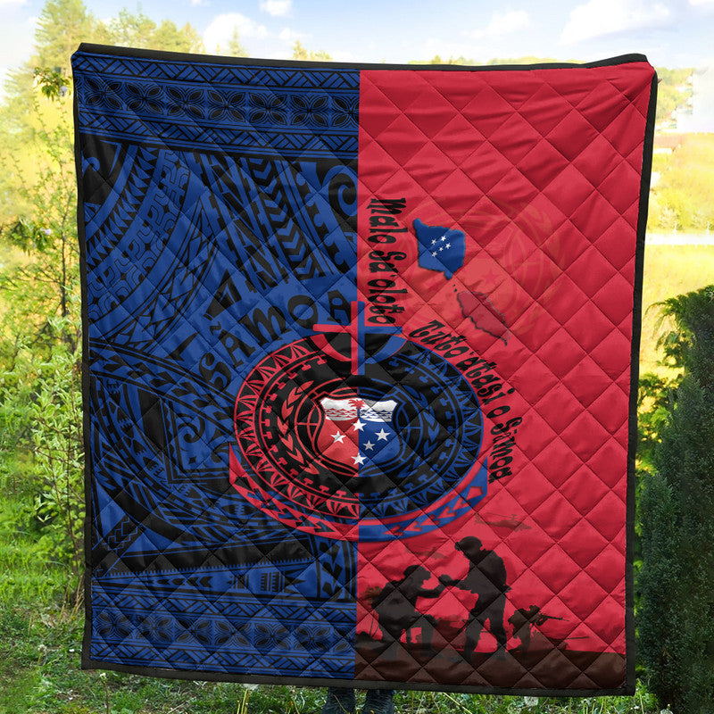 Samoa Independence Day Quotes Premium Quilt Military Polynesian Pattern LT9 Super King 91 x 102 inches 230 x 260 cm - Polynesian Pride