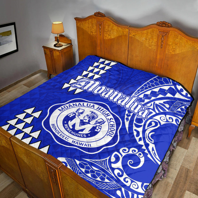 Hawaii Moanalua High School Premium Quilt Tribal Kakau LT9 Blue - Polynesian Pride