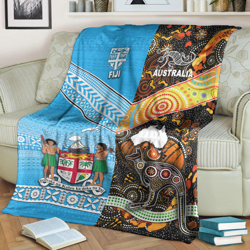 Australia Aboriginal And Fiji Tapa Premium Blanket Together LT8 - Polynesian Pride