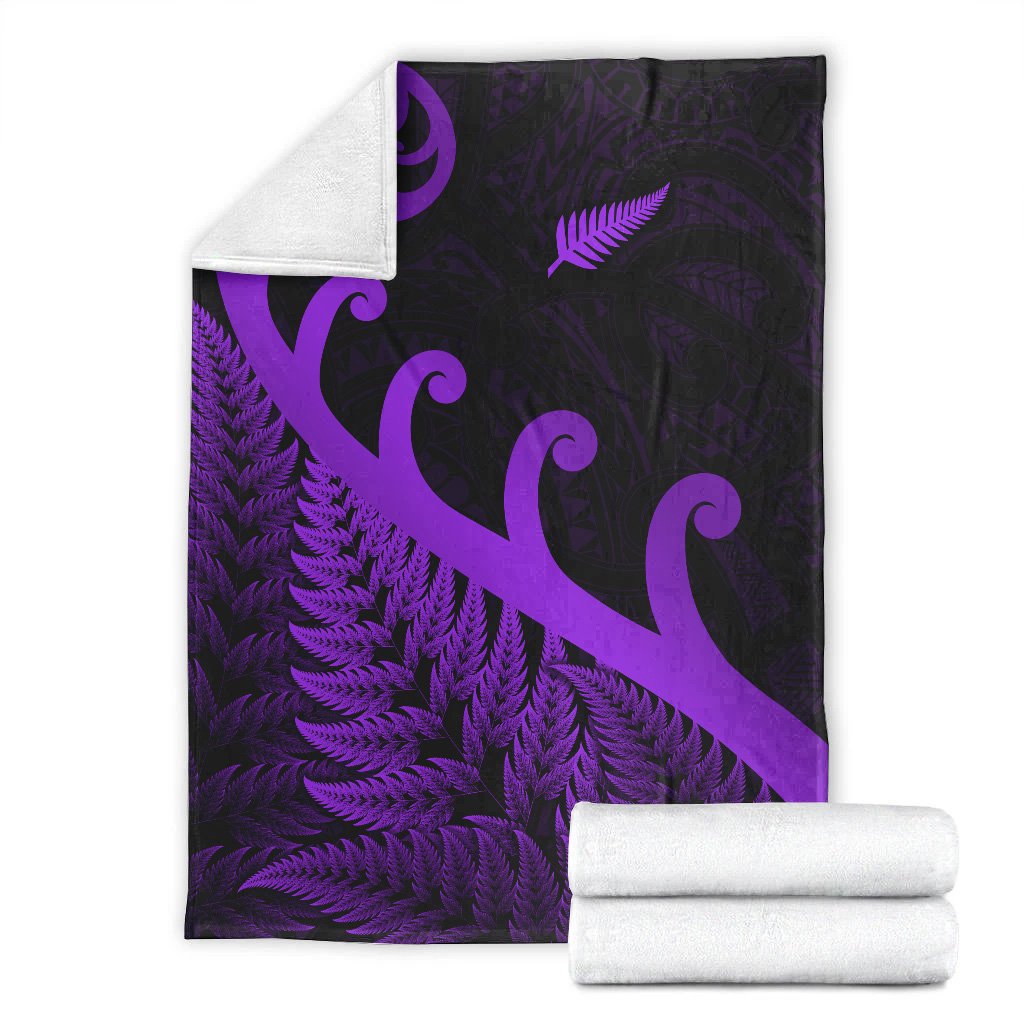 New Zealand Rugby Maori Premium Blanket Silver Fern Koru Vibes - Purple LT8 - Polynesian Pride