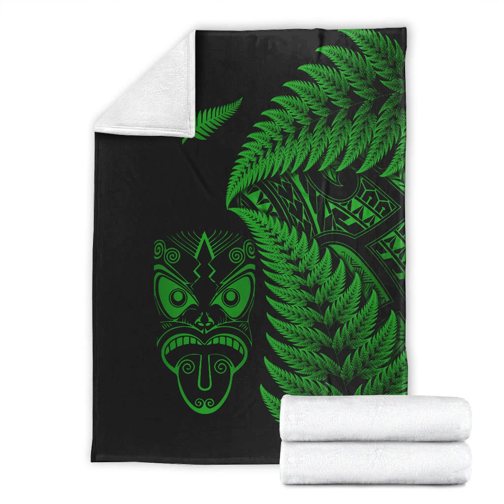 New Zealand Haka Rugby Maori Premium Blanket Silver Fern Vibes - Green LT8 - Polynesian Pride