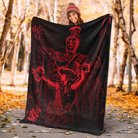 Hawaii Premium Blanket - King Of Hawaii With Hawaiian Girls Red Version - Polynesian Pride