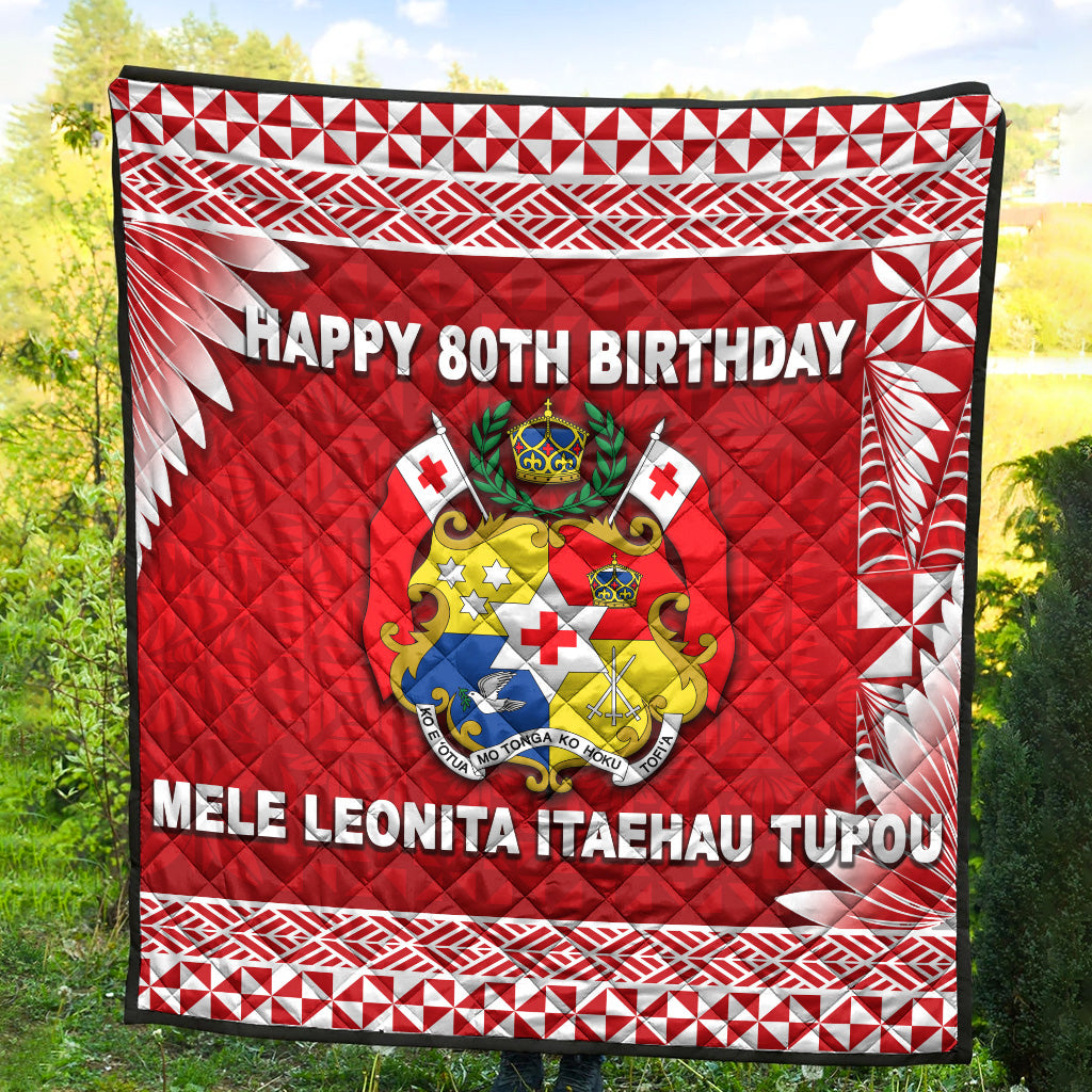 (MELE LEONITA ITAEHAU TUPOU) Tonga Coat Of Arms Premium Quilt Simplified Version - Red LT8 - Polynesian Pride