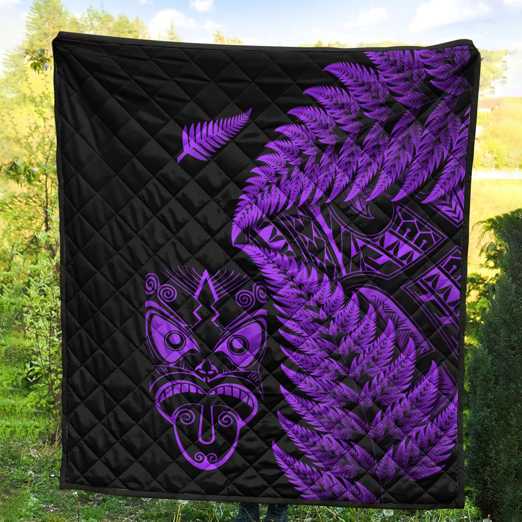 New Zealand Haka Rugby Maori Premium Quilt Silver Fern Vibes - Purple LT8 - Polynesian Pride