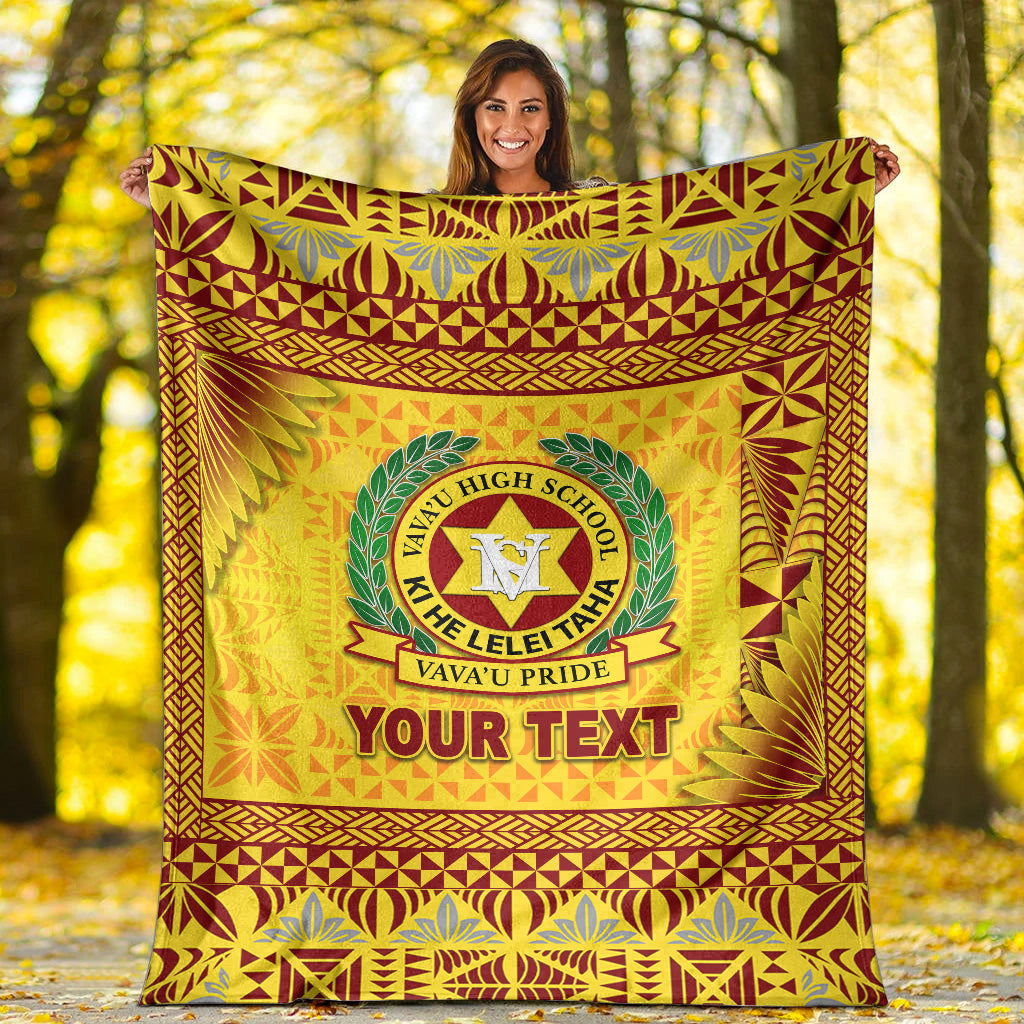 (Custom Personalised) Tonga Vava'u High School Premium Blanket Simplified Version - Gold LT8 - Polynesian Pride