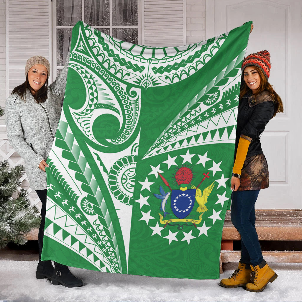 Cook Islands Tatau Premium Blanket Symbolize Passion Stars Version Green LT13 - Polynesian Pride