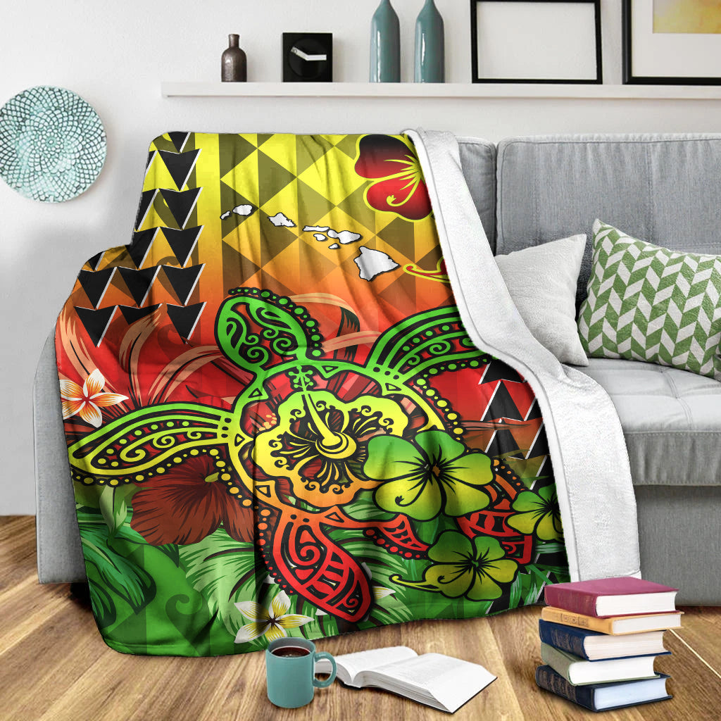 Hawaii Turtle Premium Blanket Color Tribal Pattern Hawaiian LT13 - Polynesian Pride