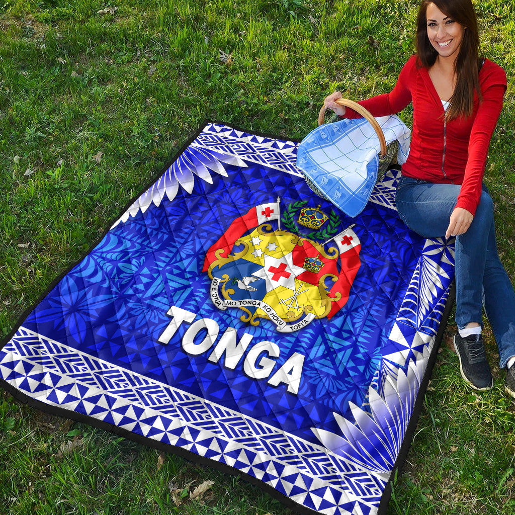 Tonga Coat Of Arms Premium Quilt Simplified Version - Blue LT8 - Polynesian Pride