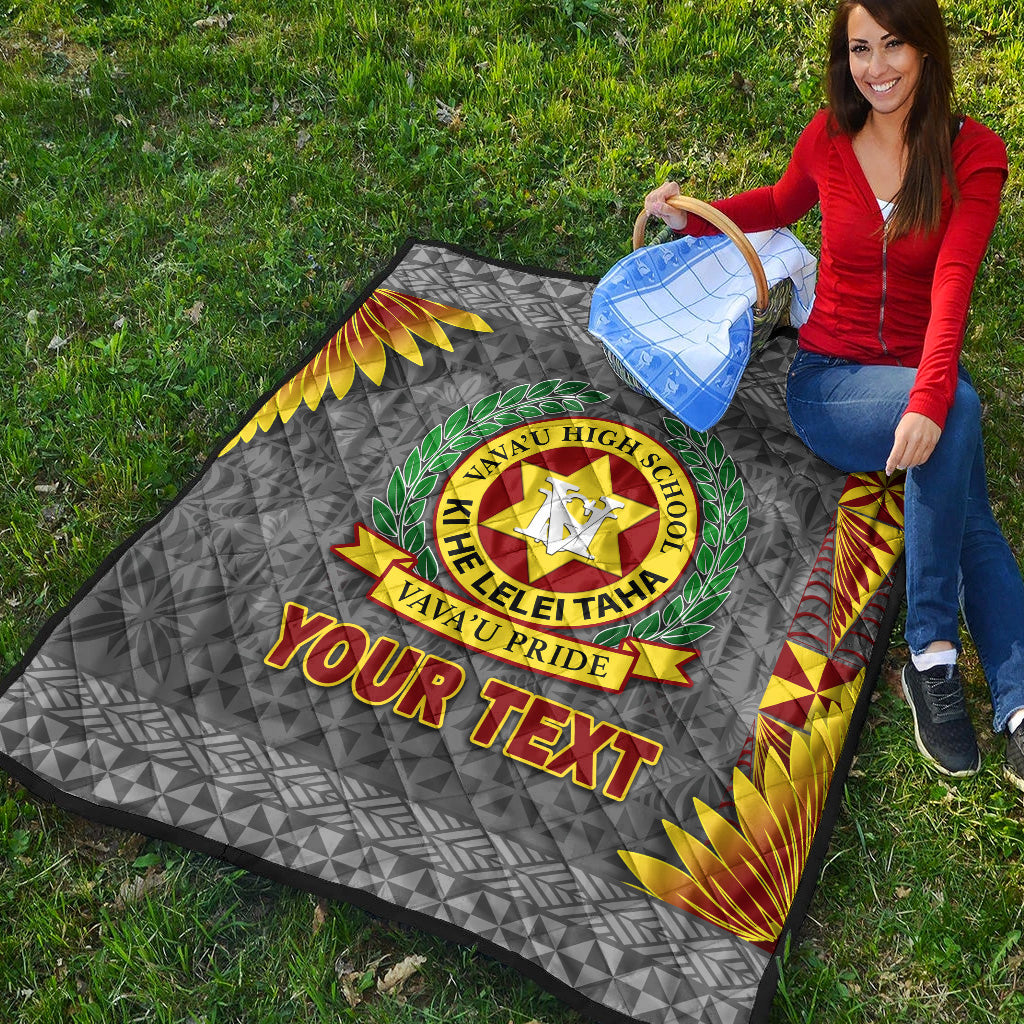 (Custom Personalised) Tonga Vava'u High School Premium Quilt Simplified Version - Grey LT8 - Polynesian Pride
