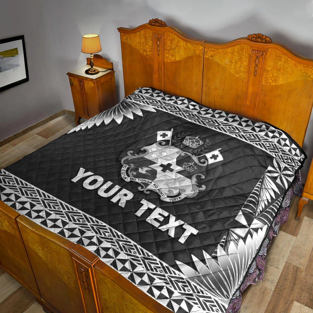 (Custom Personalised) Tonga Coat Of Arms Premium Quilt Simplified Version - Black LT8 - Polynesian Pride