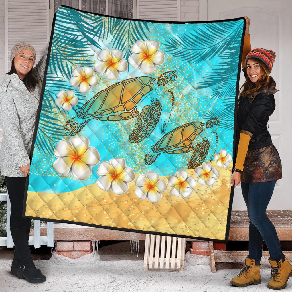 Hawaii Turtle Plumeria Summer Premium Quilt - Sea Style - AH - Polynesian Pride
